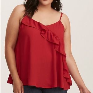 NWT Torrid Red Cami Ruffle Top